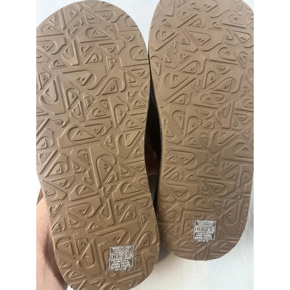 Quiksilver Oasis Youth Sandals Black Blue Hydrobound Flip Flops Size 5 Kids